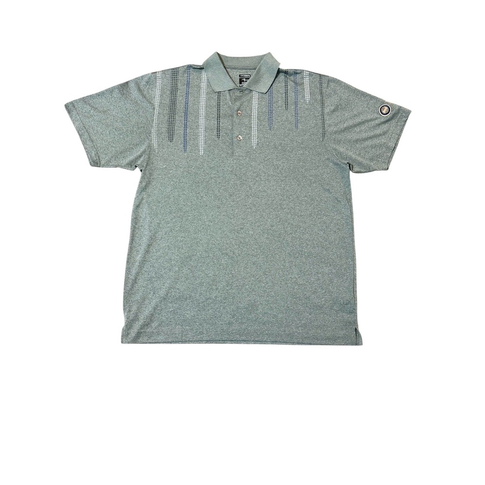Page & Tuttle Mens Cool Swing‎ PGA Logo Golf Polo Shirt Gray Large Stripe